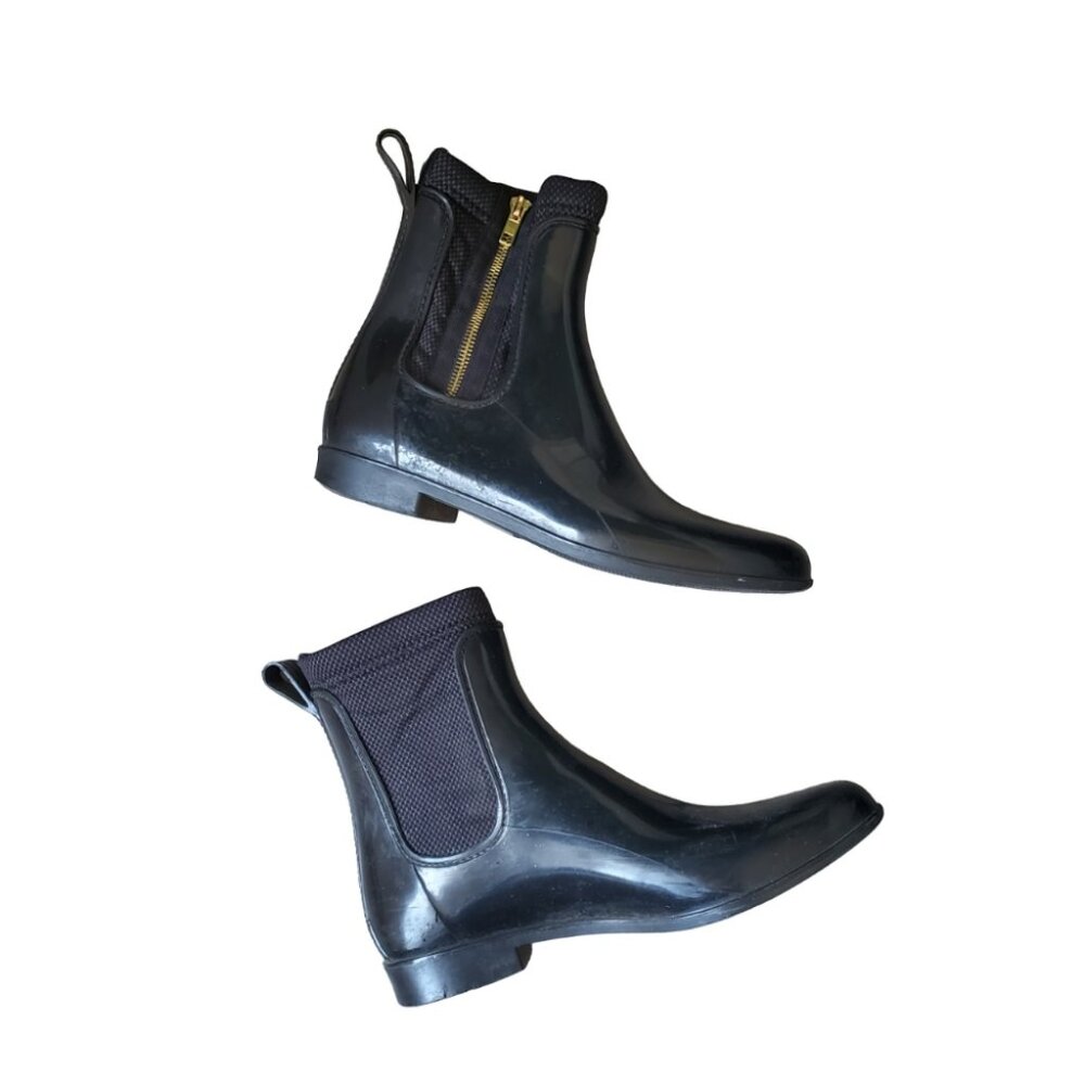 COUGAR | Rain Ankle Boots in Black with gold zipper by Storm (Size 10)